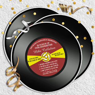 Red Label Vinyl 45 Record Studentfest Inbjudningar