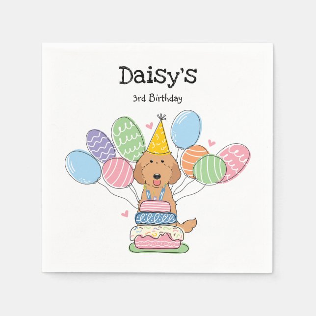 Red Labradoodle Hund Födelsedagsfest Pappra blöjor Pappersservett (Framsidan)
