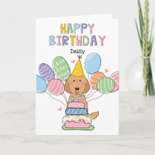 Red Labradoodle Hund Grattis på födelsedagen Card Kort