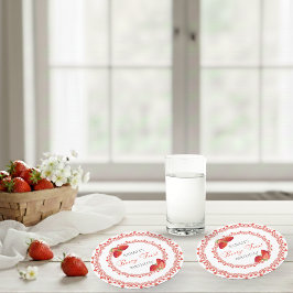 Red Lace Berry First Birthday Underlägg Papper Rund