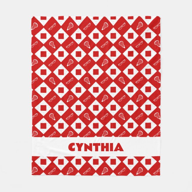 Red Lacrosse Argyle Mönster Fleece Blanket (Framsidan)