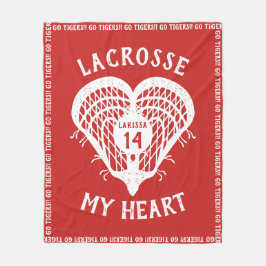 Red Lacrosse My Heart Fleecefilt