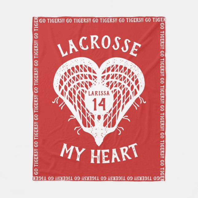 Red Lacrosse My Heart Fleecefilt (Framsidan)