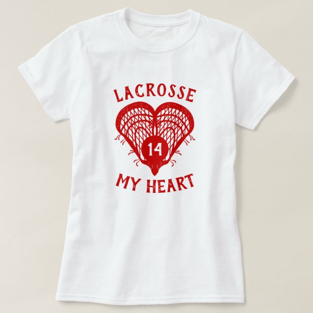 Red Lacrosse My Heart T-Shirt (Design framsida)