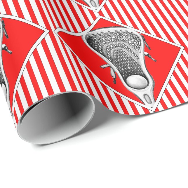Red Lacrosse Sports Gift Wrapping Papper Presentpapper (Rullad Hörn)