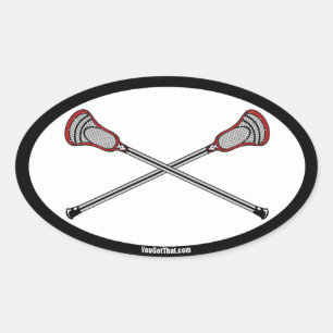 Red Lacrosse Sticks Ovalt Klistermärke