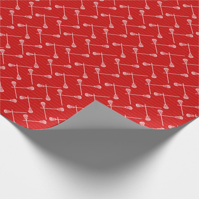 Red Lacrosse White Sticks Patterned Presentpapper (Hörn)