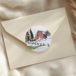 Red laddekal, vintervinterdag bläck runt klistermärke