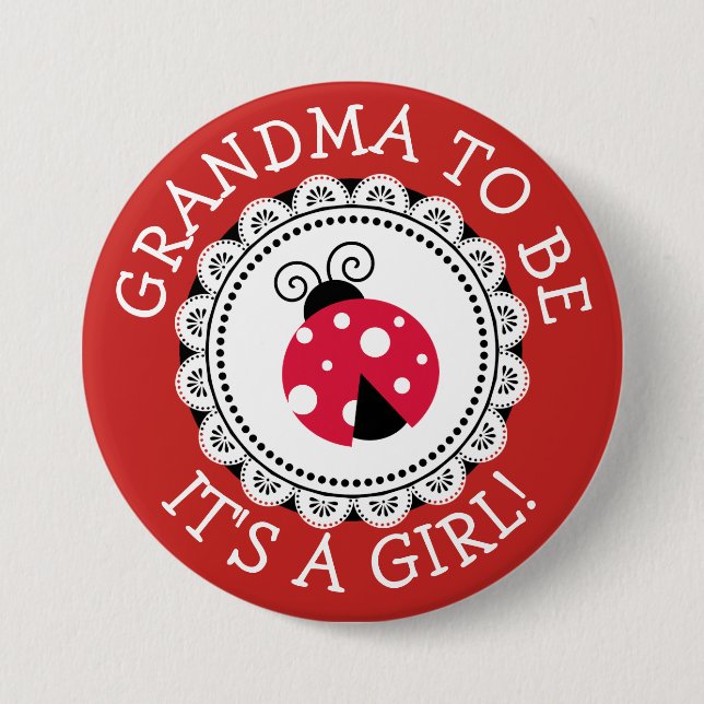 Red Ladybug Baby Shower Button Knapp (Framsida)