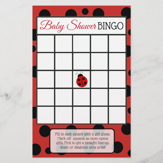 Red Ladybug Baby Shower Games Flygblad (Framsidan)