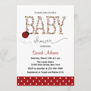 Red Ladybug Baby Shower-inbjudan Inbjudningar