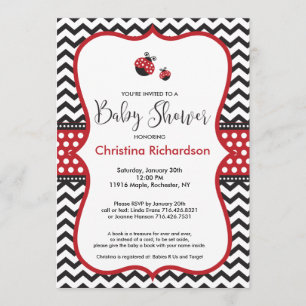 Red Ladybug Baby Shower-inbjudan Inbjudningar