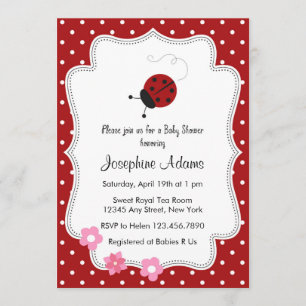 Red Ladybug Baby Shower-inbjudan Inbjudningar