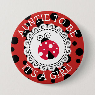 Red Ladybug Baby Shower-knapp för "Moster to be" Knapp