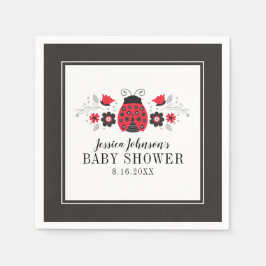 Red Ladybug Baby Shower Napkin Pappersservett