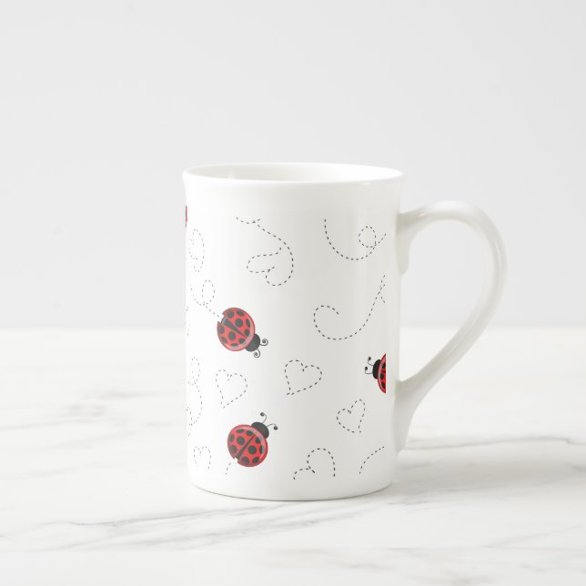 Red Ladybug Beetle Insect Lover Black Hearts Benporslin Mugg (Höger)