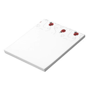 Red Ladybug Beetle Insekt Älskare Black Hearts Anteckningsblock