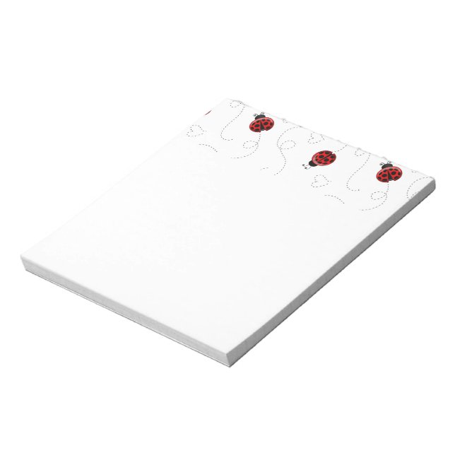 Red Ladybug Beetle Insekt Älskare Black Hearts Anteckningsblock (Roterad)