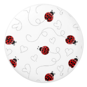 Red Ladybug Beetle Insekt Älskare Black Hearts Knopp
