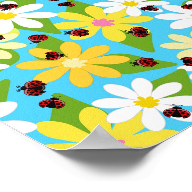 Red Ladybug Beetle Insekt Älskare Black Hearts Poster (Hörn)