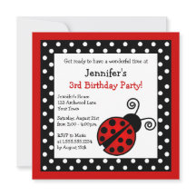 Red Ladybug Birthday - Black and White Polka dots