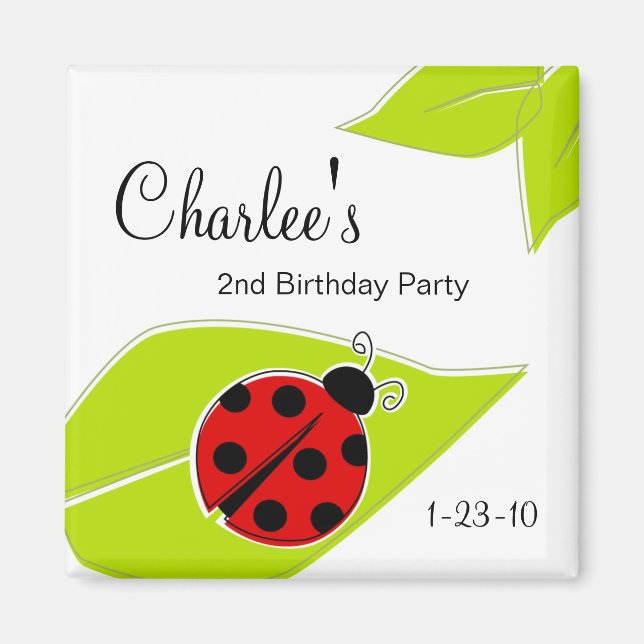 Red Ladybug Birthday Magnets Magnet (Framsidan)