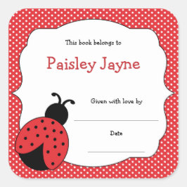 Red Ladybug Bookplåtar / ta med en bebisdusch från Fyrkantigt Klistermärke