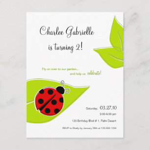 Red Ladybug födelsedagsinbjudan Inbjudningar