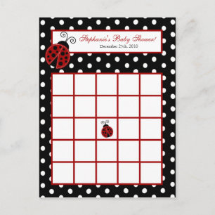 Red Ladybug för skrivbart Bingo Card-kort Inbjudan Vykort