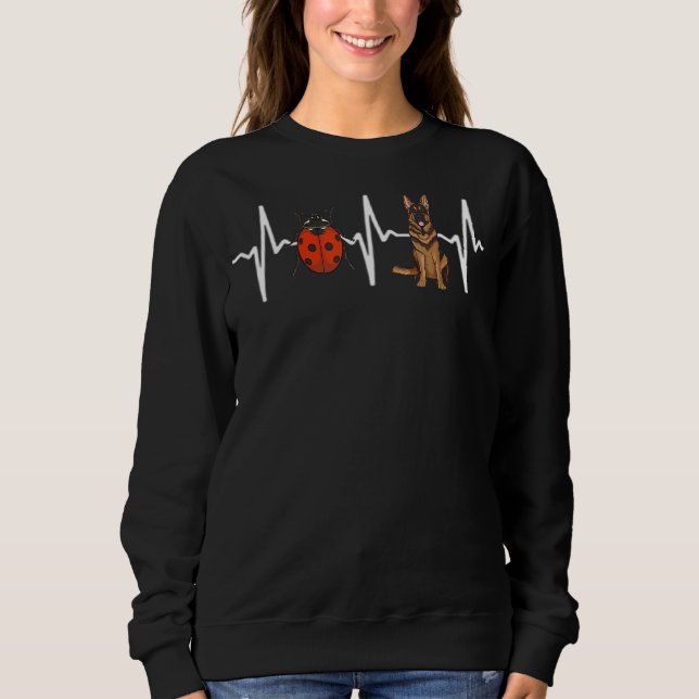 Red Ladybug German Shepherd Heartslag Hund T Shirt (Framsida)