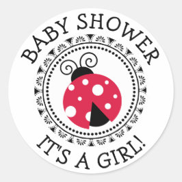 Red Ladybug Girl Baby Shower Stickers Runt Klistermärke