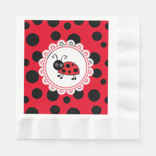 Red Ladybug Girl's Baby Shower Pappersservett