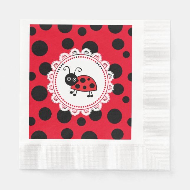 Red Ladybug Girl's Baby Shower Pappersservett (Framsidan)