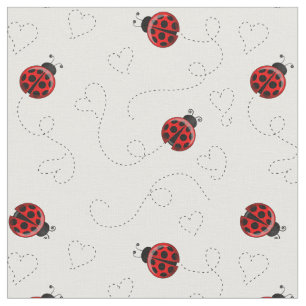 Red Ladybug Heart Trading Mönster Tyg