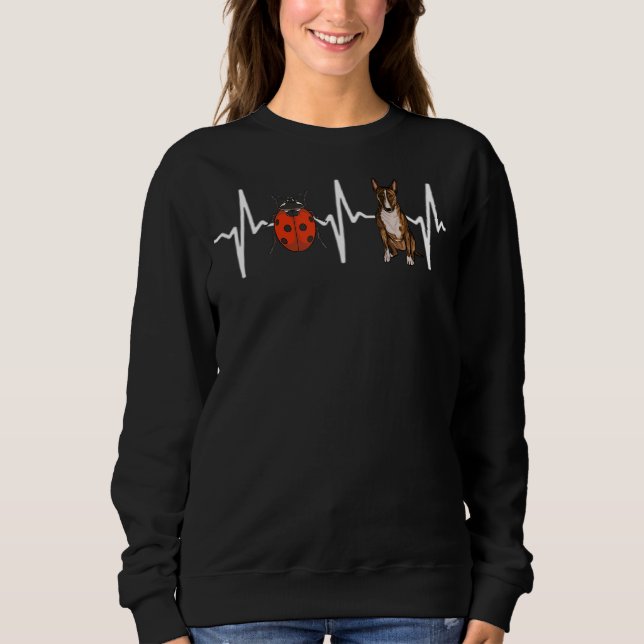 Red Ladybug Miniature Bull Terrier Heartslag Hund T Shirt (Framsida)