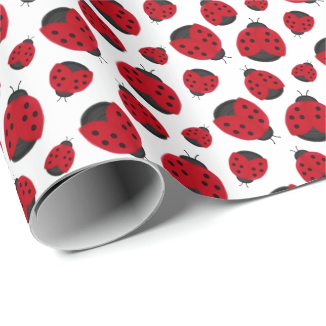 Red Ladybug Mönster Presentpapper (Rullad Hörn)