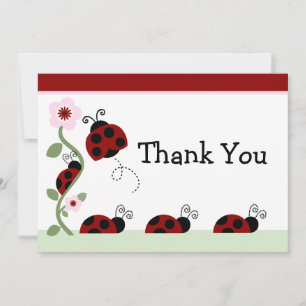 Red Ladybug och Flower Baby Shower - tackkort Tack Kort