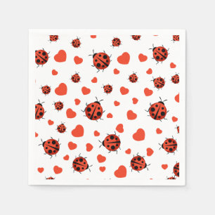 Red Ladybug Pappra Tallrikar Pappersservett