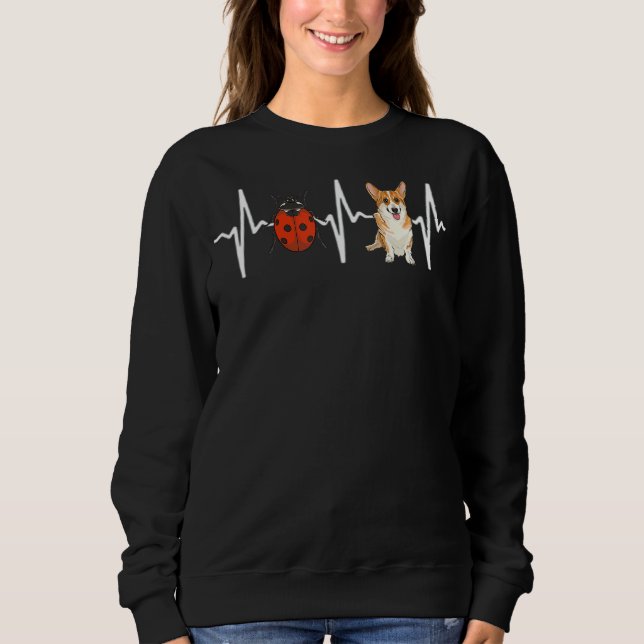 Red Ladybug Pembroke Welsh Corgi Heartslag Hund T Shirt (Framsida)