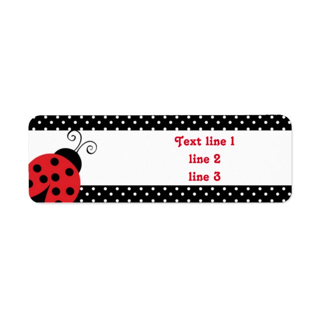 Red Ladybug Polka Dot Adressetiketters Stickers Returadress Etikett (Framsidan)