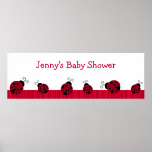 Red Ladybug Rand Personlig Birthday Banner Poster