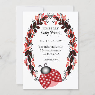Red Ladybug Red Lövs Baby Shower-inbjudningar Inbjudningar