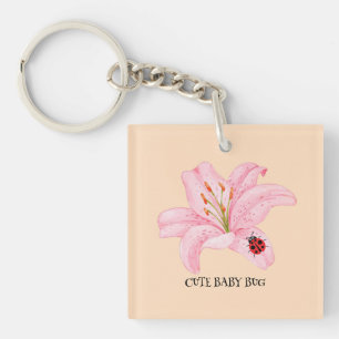Red Ladybug rosa Lily Flower Custom Name Girl