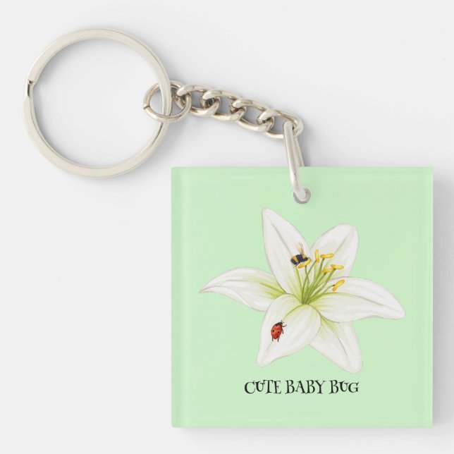 Red Ladybug rosa Lily Flower Custom Name Girl (Framsidan)