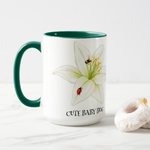 Red Ladybug rosa Lily Flower Custom Name Girl Mugg