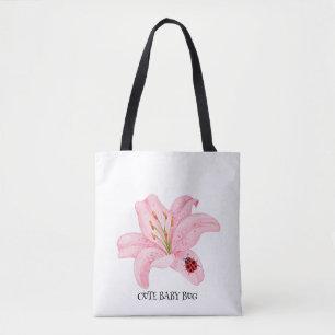 Red Ladybug rosa Lily Flower Custom Name Girl Tygkasse