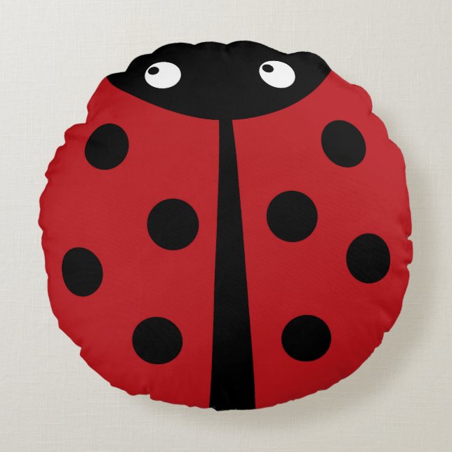 Red Ladybug Round Dekorativ kudde (Framsidan)