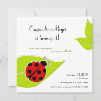 Red Ladybug Square Birthday-inbjudan Inbjudningar
