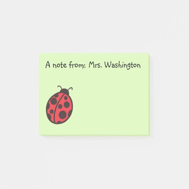 Red Ladybug Teacher's Post it Notes Gift Post-it Block (Framsida)