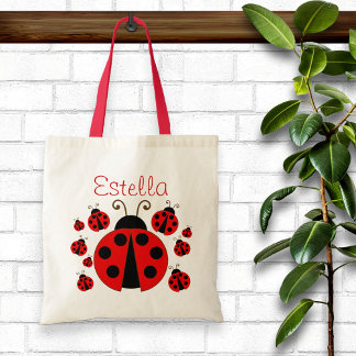 Red Ladybug Tote Bag Tygkasse